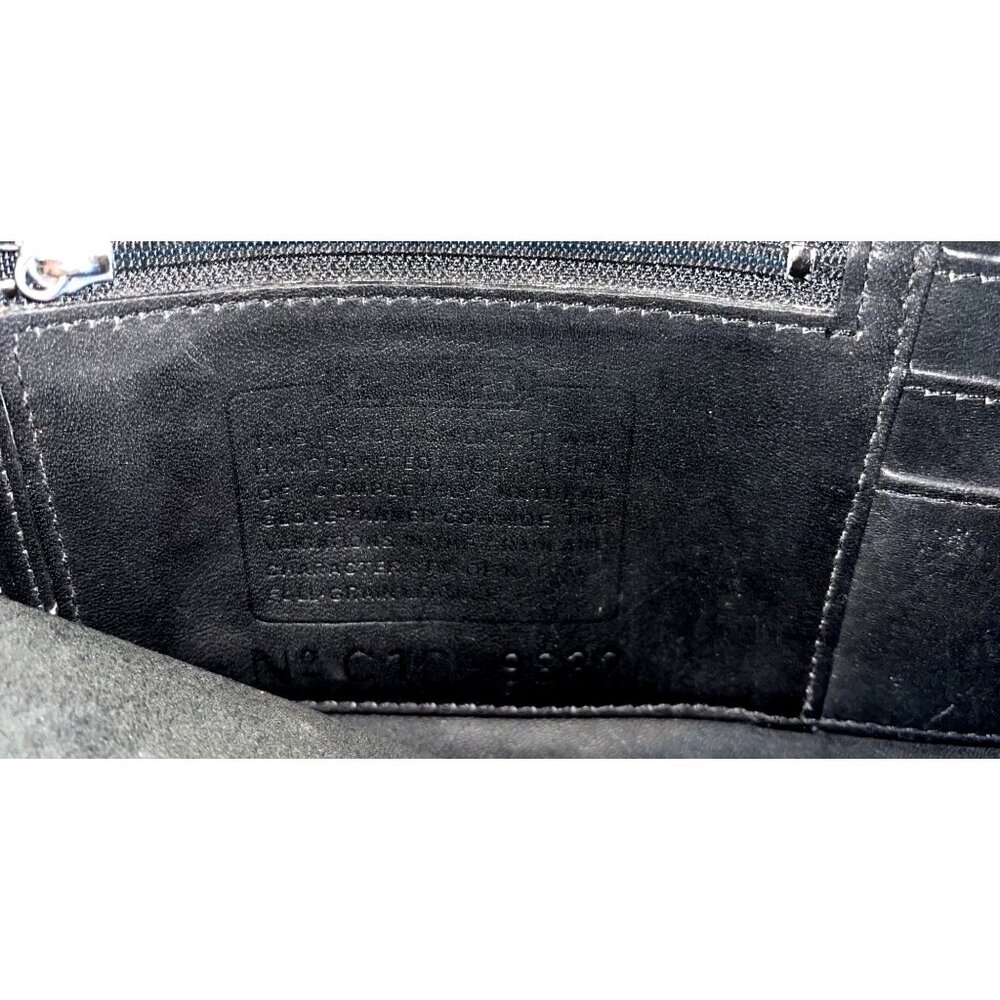 Vtg Coach 9832 Black Leather Turnlock Clutch Handbag Brushed Nickel Hardware - Picture 11 of 11